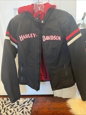 Harley-Davidson Black Jacket with Red & White Accents